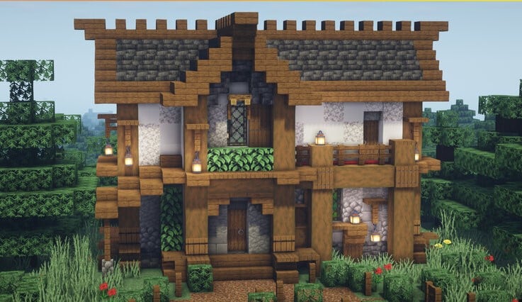 Mẫu nhà trung cổ Minecraft sáng tạo