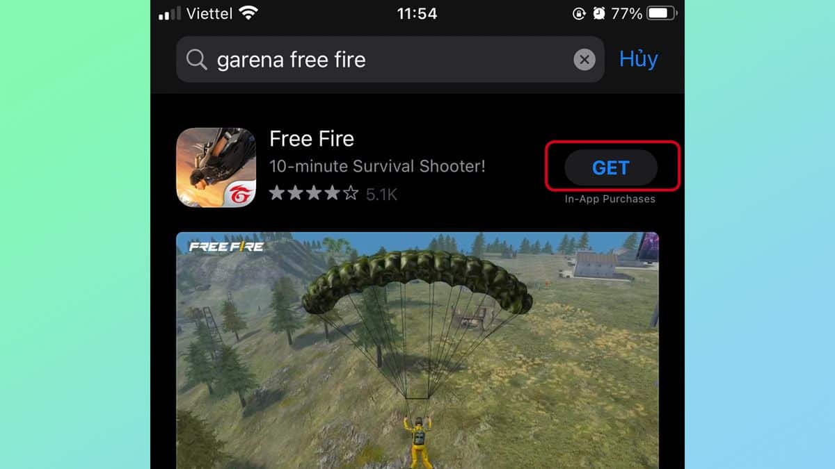 Nhấn vào nút Nhận để tải game