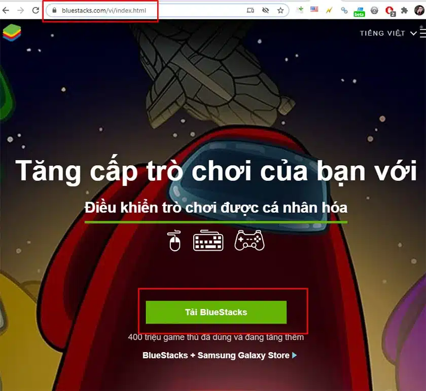 Nhấn vào tải BlueStacks