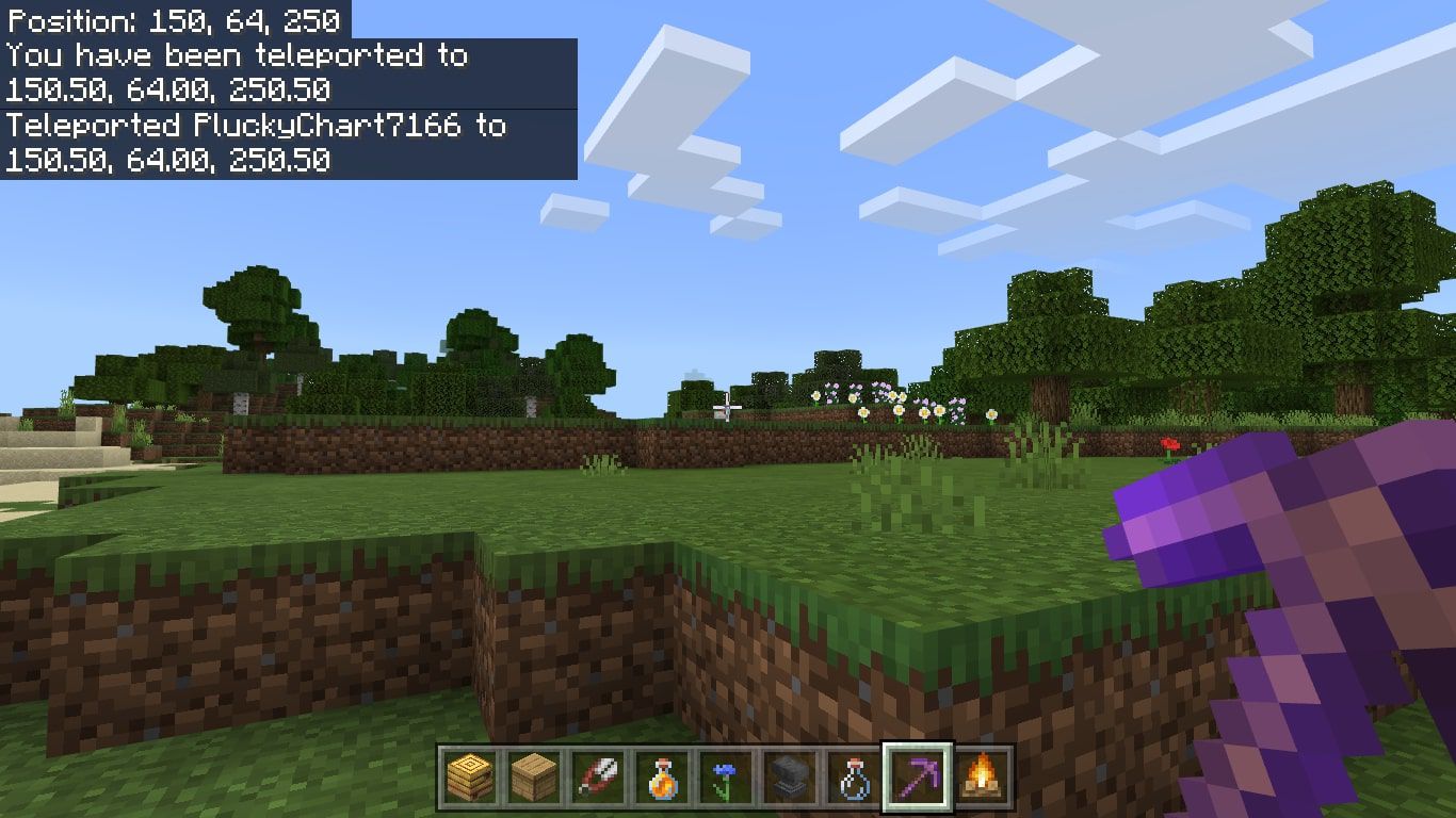Sử dụng lệnh TP bạn bè trong Minecraft thành công