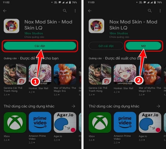 cài đặt ứng dụng Mod Skin LQ