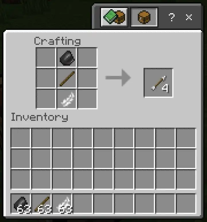 Ảnh mũi tên và bàn cung tên trong Minecraft