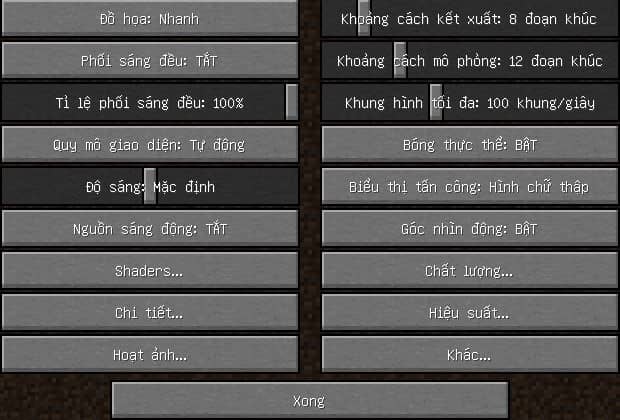 Cài đặt hình ảnh Minecraft cho máy yếu