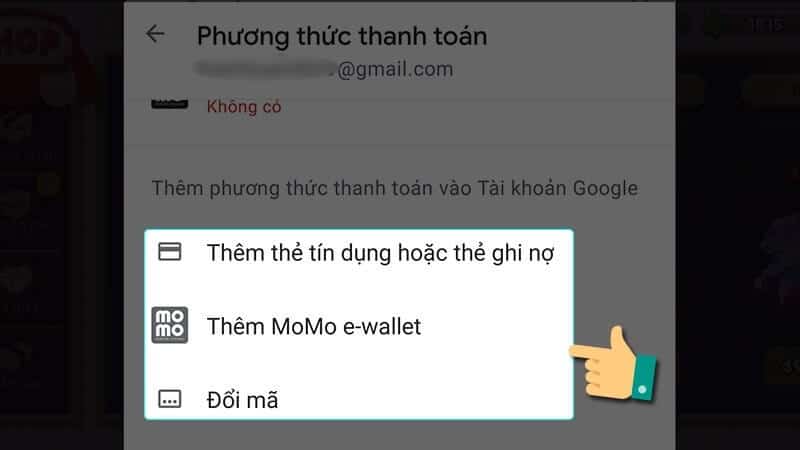 Chon phuong thuc thanh toan bang Momo