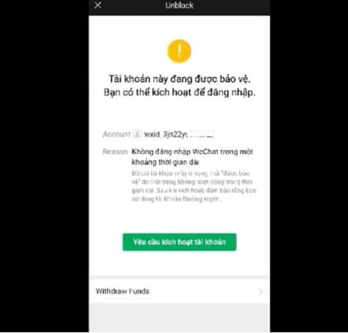 Hình ảnh Wechat bị khóa không đăng nhập được