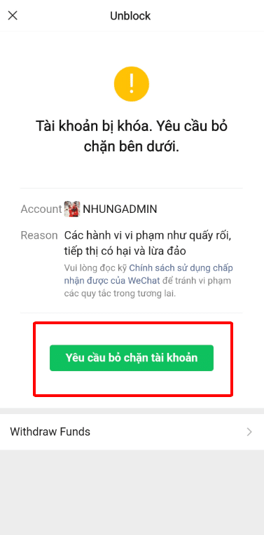 Hình ảnh Wechat bị khóa mới nhất