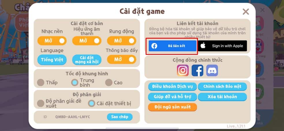 Kích vào biểu tượng Facebook