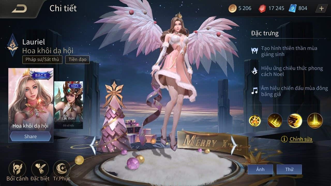 Nhận thêm hình skin lauriel hoa khôi giáng sinh