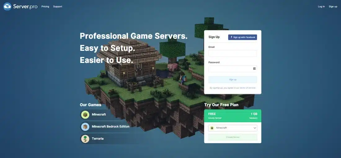 Server.pro là một dịch vụ host máy chủ Minecraft miễn phí