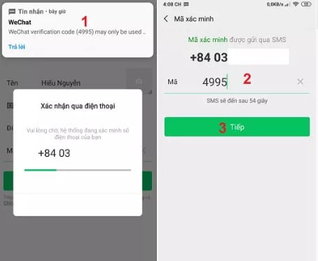 Xác minh tài khoản Wechat