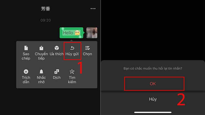 Cách thu hồi tin nhắn Wechat trên điện thoại