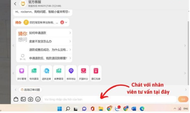 Dùng tiếng Trung để chát với nhân viên hỗ trợ