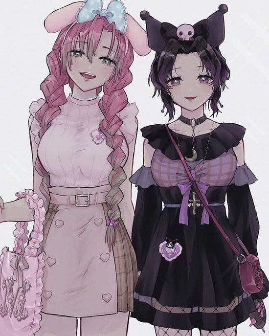 Hình Kochou Shinobu và Mitsuri đáng yêu