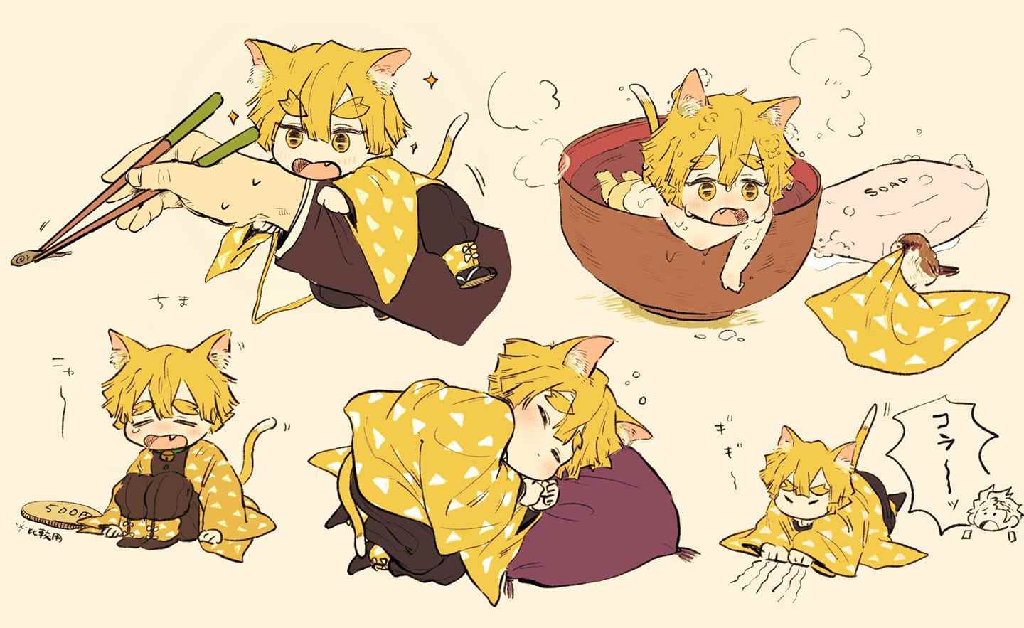Hình Nền Zenitsu Chibi Cute