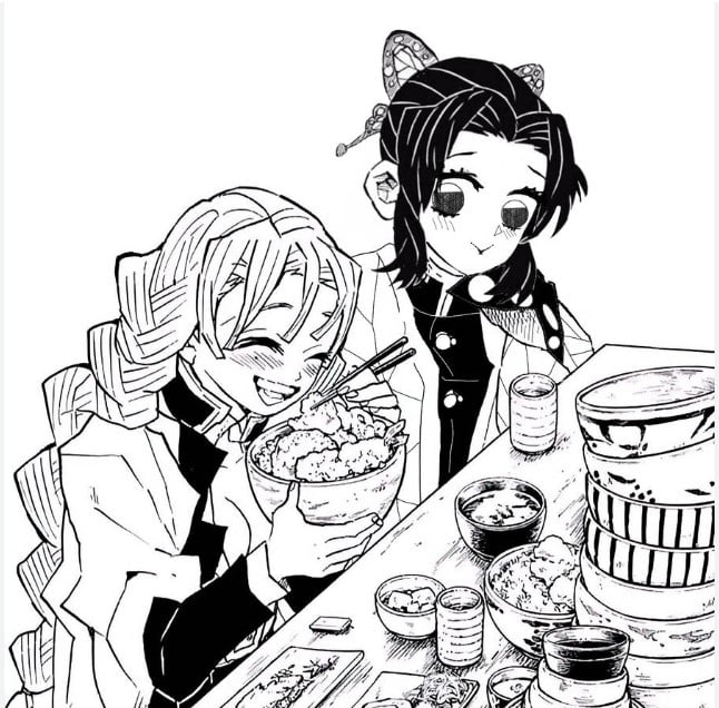 Hình Shinobu Manga ăn cơm cùng bạn