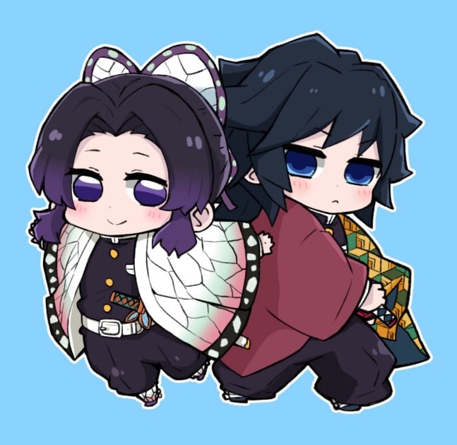 Hình Shinobu và Tomioka chibi ngộ nghĩnh