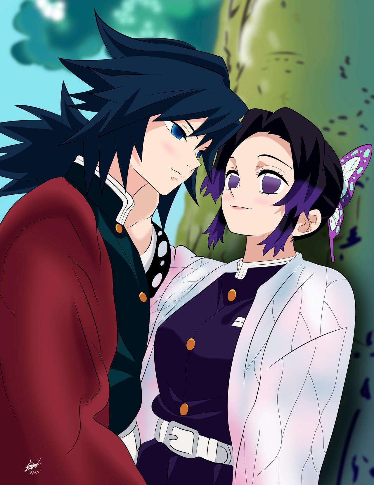 Hình Shinobu và Tomioka tình cảm lãng mạn