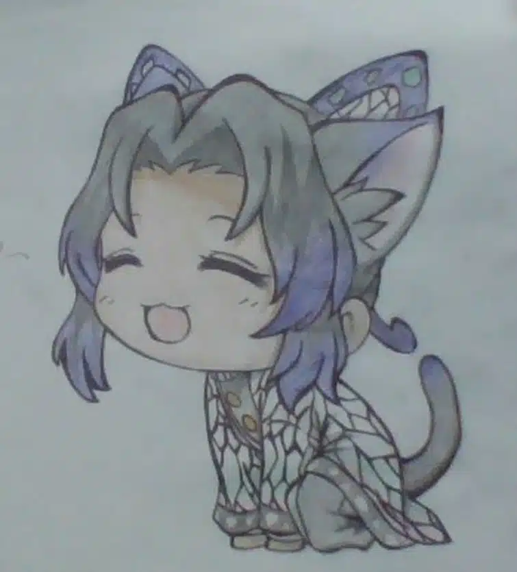 Hình vẽ Shinobu chibi đơn giản đáng yêu