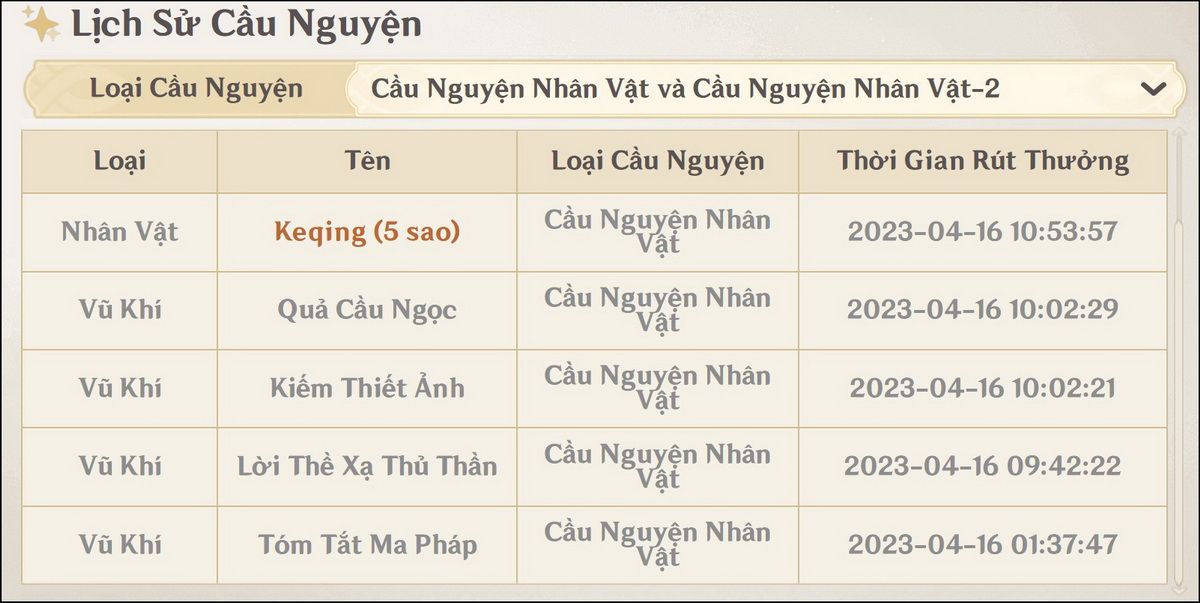 Lệch rate trong banner nhân vật
