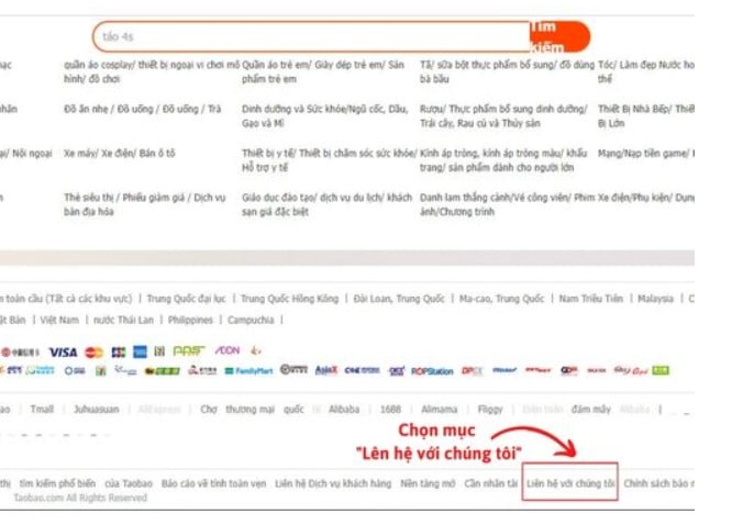Liên hệ với bộ phận hỗ trợ của Taobao