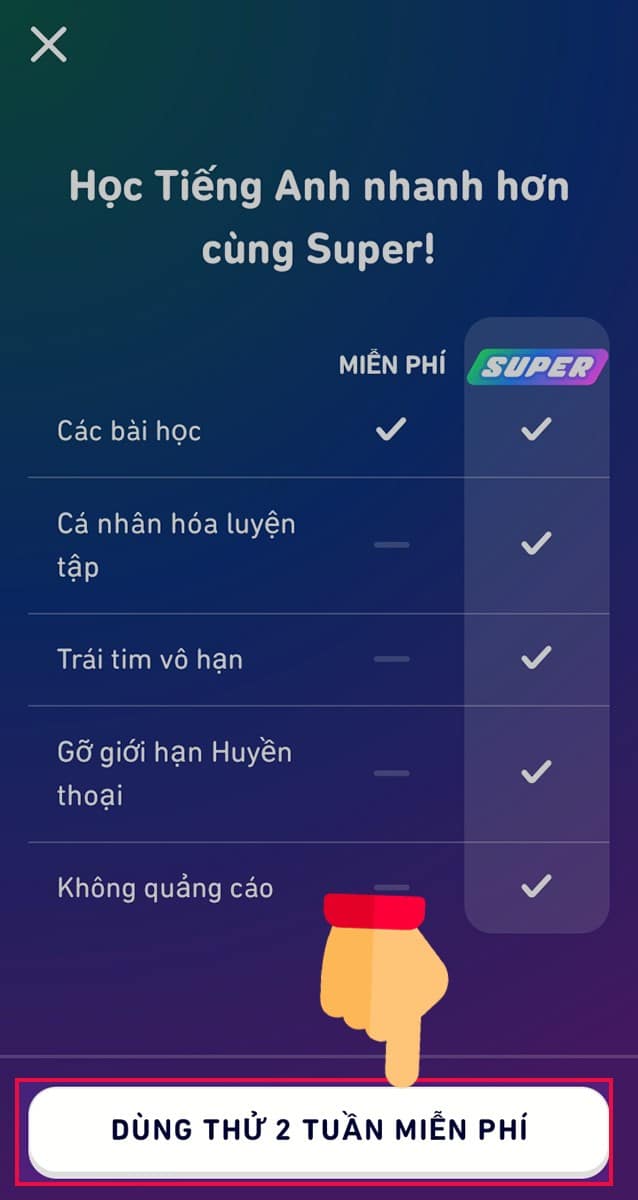 Nhấp chọn Dùng thử 2 tuần miễn phí