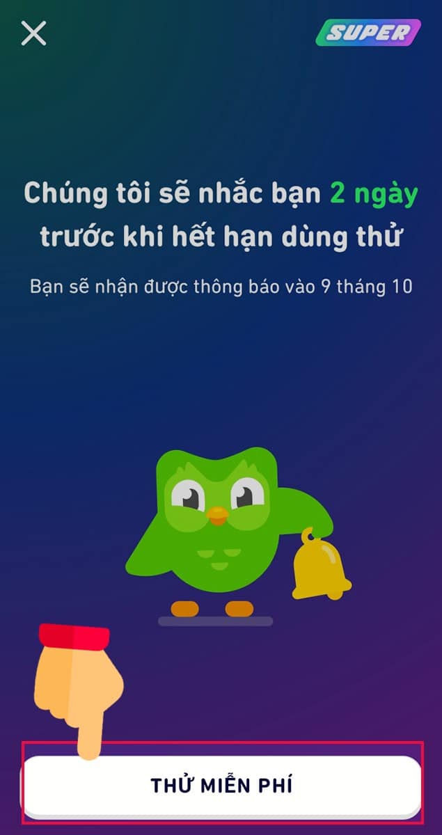 Nhấp chọn Thử miễn phí