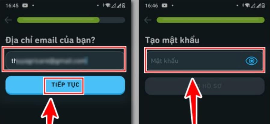 Nhập địa chỉ email và mật khẩu