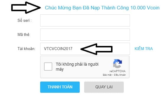 Nhập mã VTCVCOIN2017