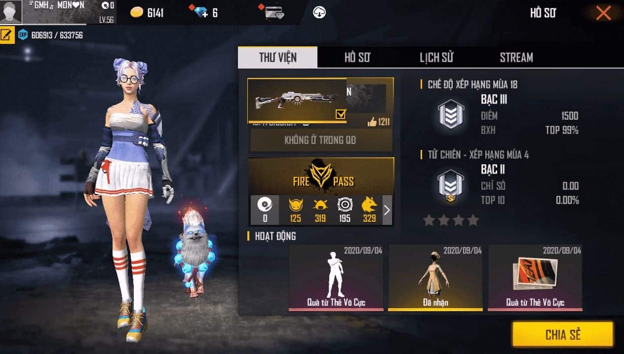 Hình Ảnh ACC FF Giàu Nữ Vip