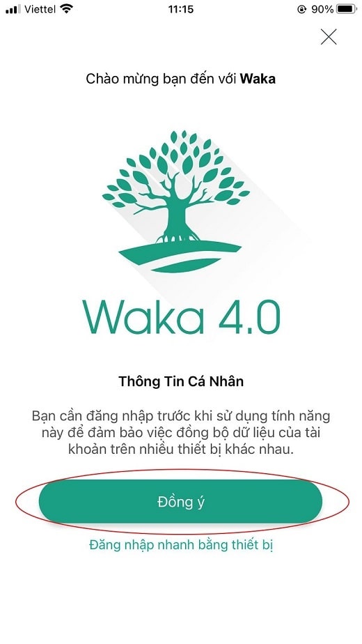 Chọn vào mục đồng ý