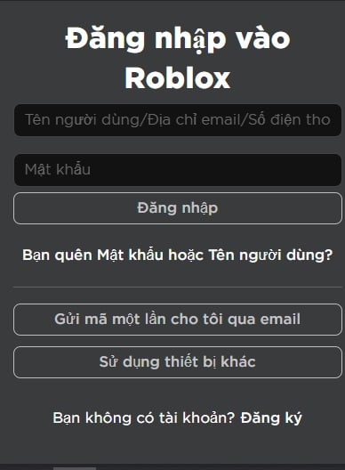 Đăng nhập tk roblox