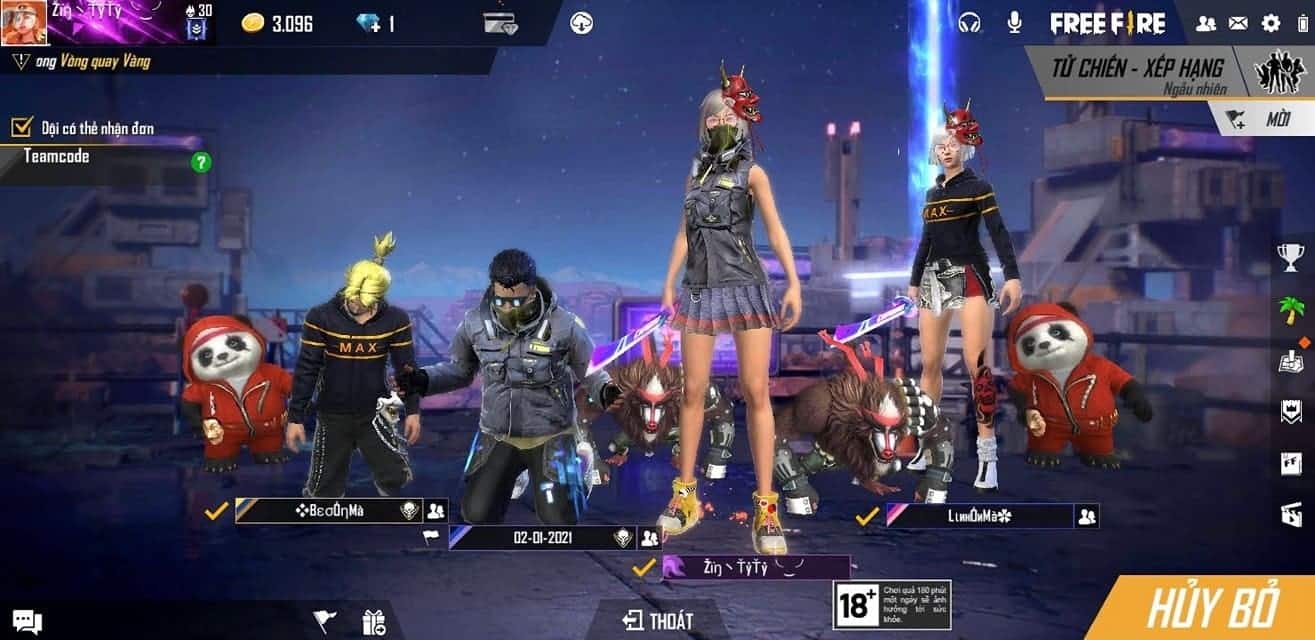 Hình free fire nhóm 4 người chất