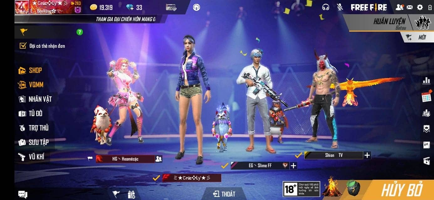 Hình free fire nhóm 4 người dễ thương
