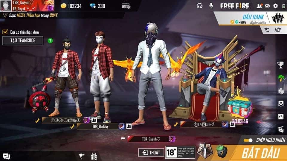 Hình free fire nhóm 4 người mới