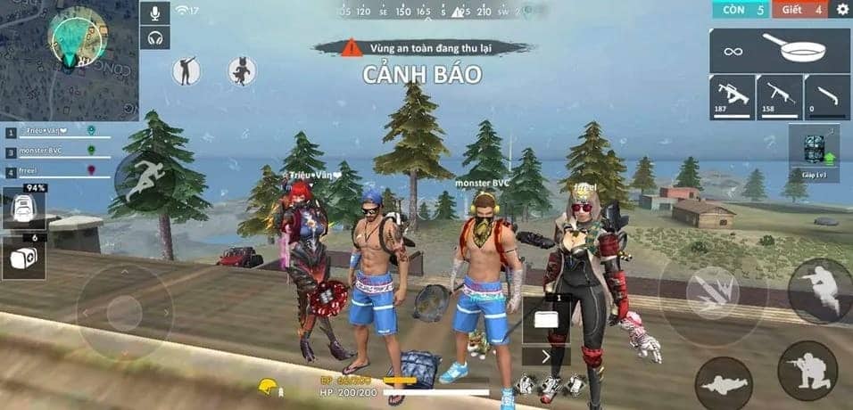 Hình free fire nhóm 4 người nam và nữ