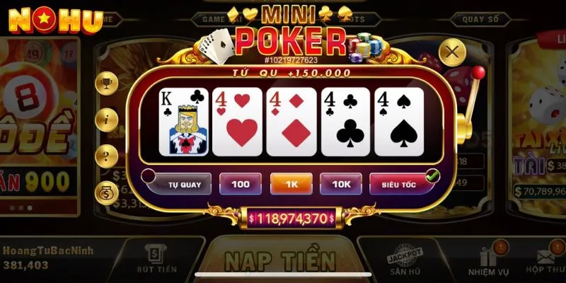 Nổ Hũ Mini Poker - Game Bài Nohu Dễ Thắng Người Chơi 2 Luật chơi game nổ hũ Mini Poker cho người mới.