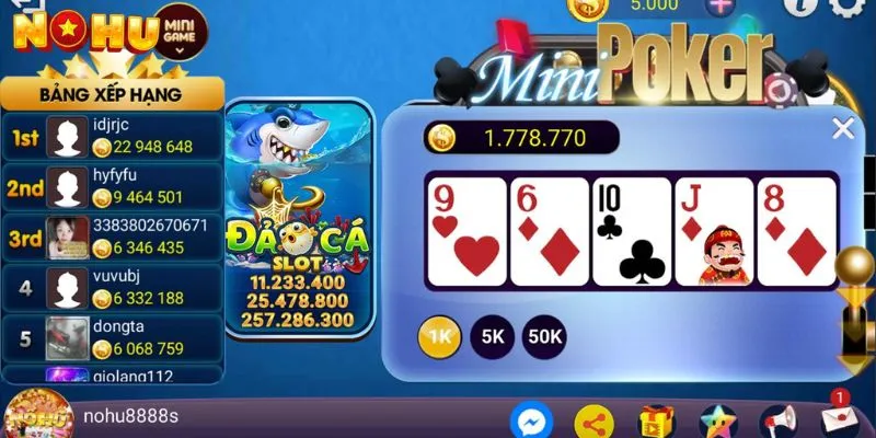 Nổ Hũ Mini Poker - Game Bài Nohu Dễ Thắng Người Chơi 1 ưu điểm của game nổ hũ Mini Poker.