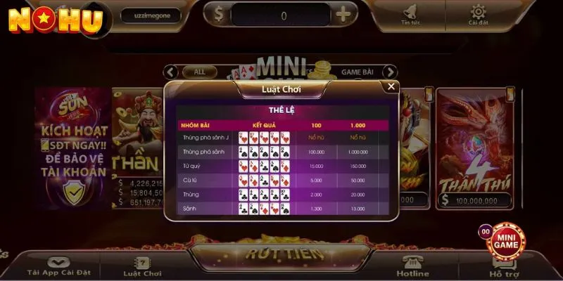 Nổ Hũ Mini Poker - Game Bài Nohu Dễ Thắng Người Chơi 3 tổ hợp lá bài Mini Poker
